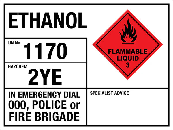 Ethanol 1170 2YE Emergency Information Sign