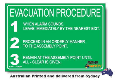 Evacuation Procedure Sign