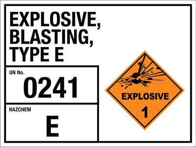 Explosive Blasting Type E 0241 E Sign