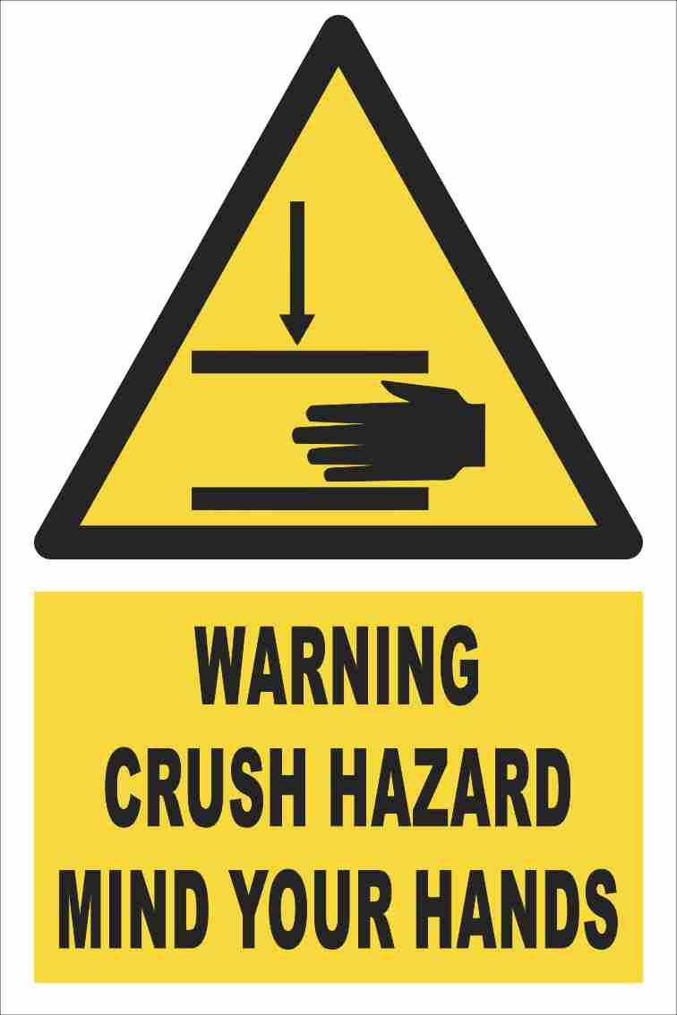 Warning - Crush Hazard Mind Your Hands Farm Safety Sign