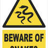 Warning - Beware Of Snakes Farm Safety Sign
