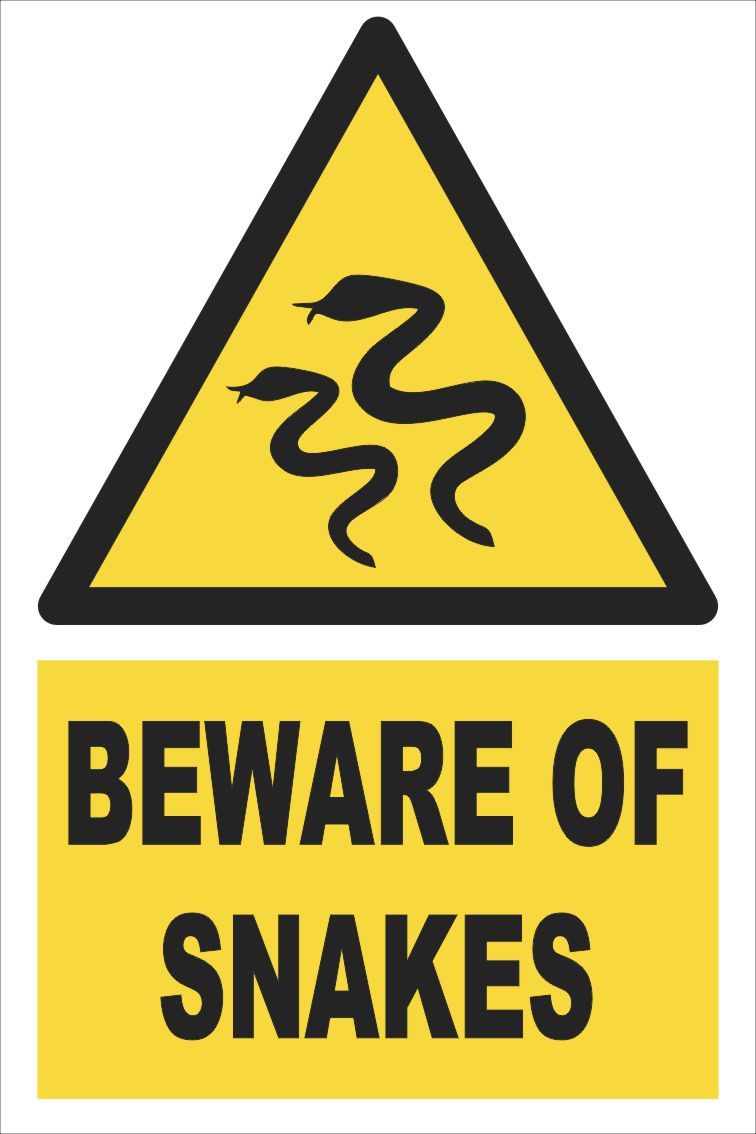Warning - Beware Of Snakes Farm Safety Sign