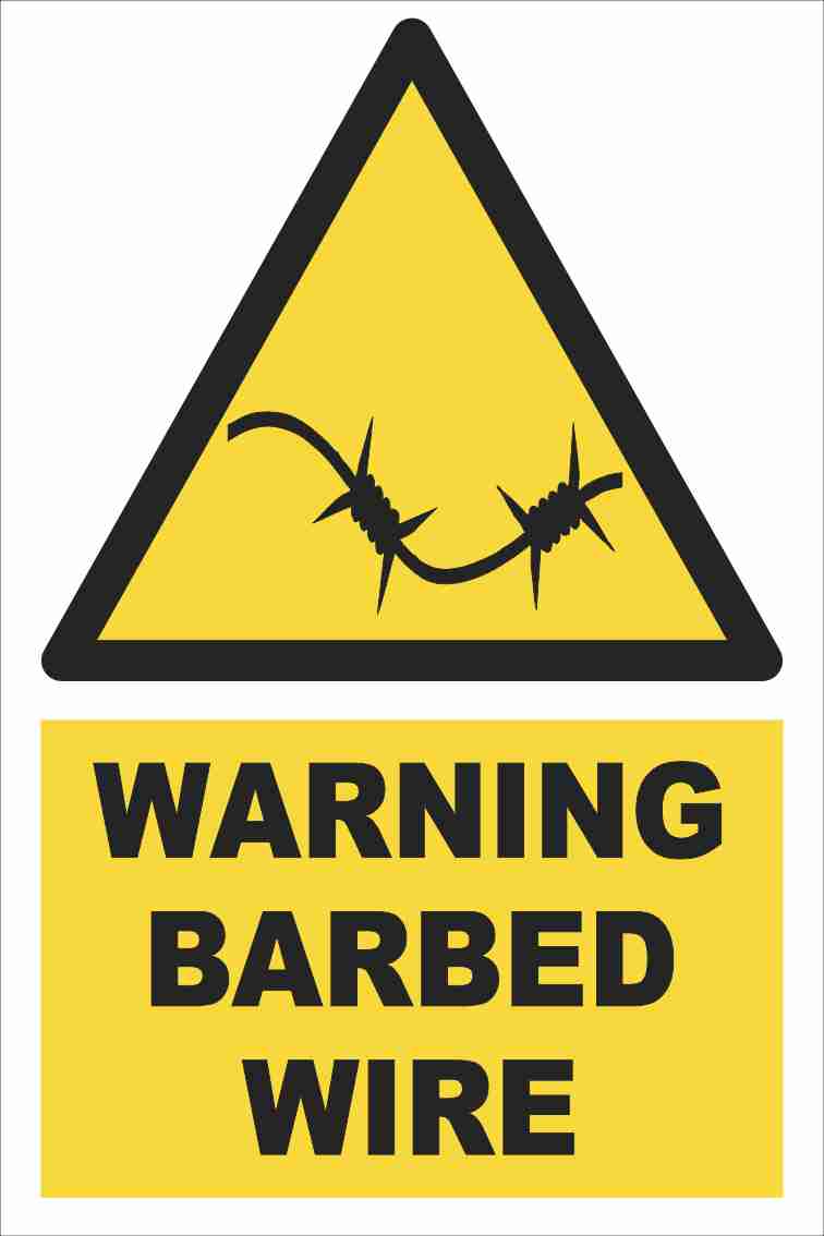 Warning Wire Rope Label Warning - Barbed Wire Farm Safety Sign – Signs4Safety