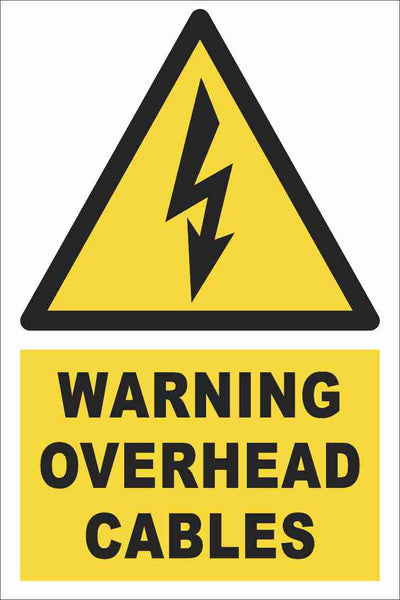 Warning - Overhead Cables Farm Safety Sign