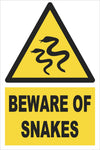 Warning - Beware Of Snakes Farm Safety Sign