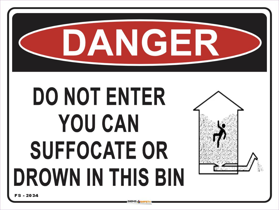 Danger Do Not Enter You Can Suffocate Farm Safety Sign