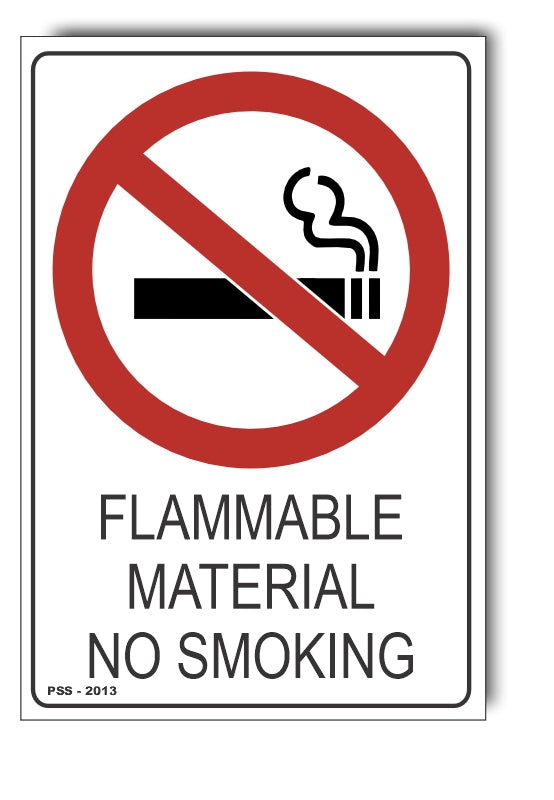 Flammable Material, No Smoking Sign