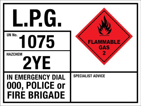 LPG 1075 2YE Emergency Information Sign