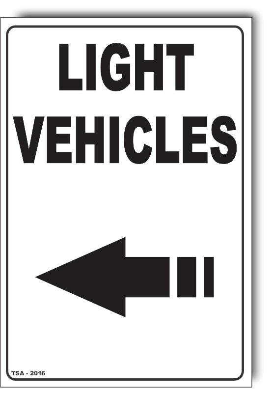 Light Vehicles Left Arrow Sign