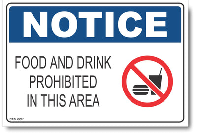 Notice - Food And Drink Prohibited In This Area (Icon) Sign