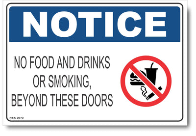 Notice - No Food And Drinks Or Smoking, Beyond These Doors (Icon) Sign