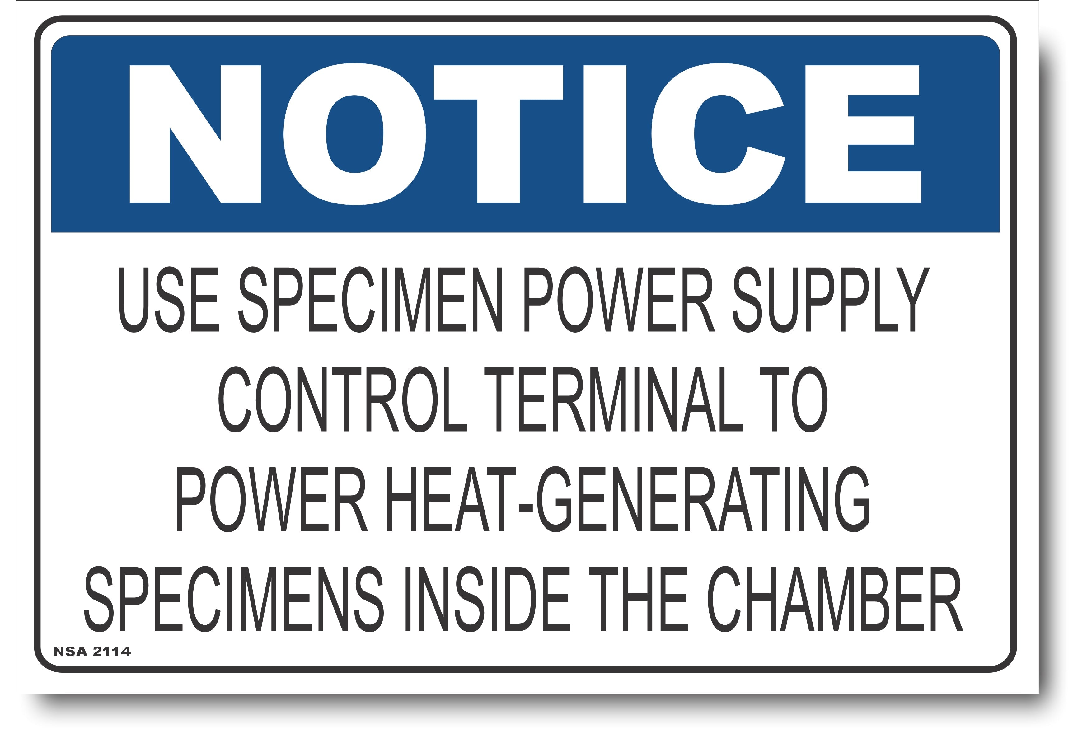 Specimen Inside Sign Notice - Use Specimen Power Supply Sign – Signs4Safety