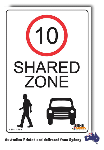 Shared Zone 10 kph Sign
