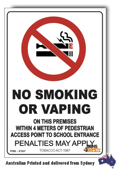 No Smoking Or Vaping Near School Sign