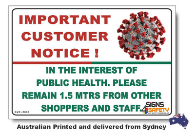 Please Remain 1.5m From Other Shoppers And Staff Sign