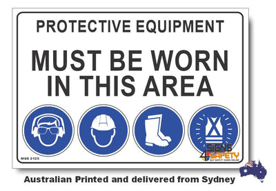 Protective Equipment Must Be Worn In This Area Sign (B)