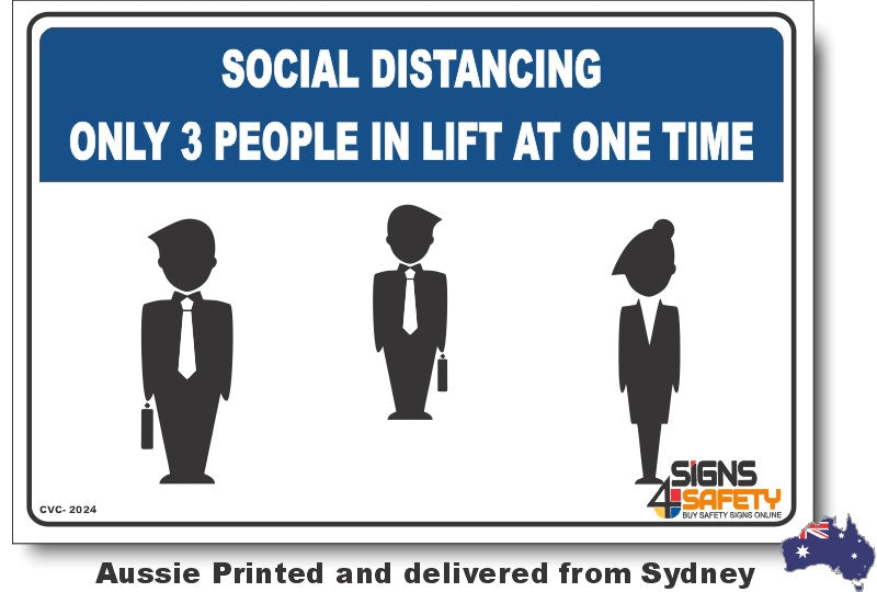 Social Distancing - 3 People In Lift Sign