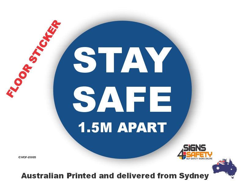 Stay Safe, 1.5m Apart Floor Marking Sticker- R10 certified – Signs4Safety