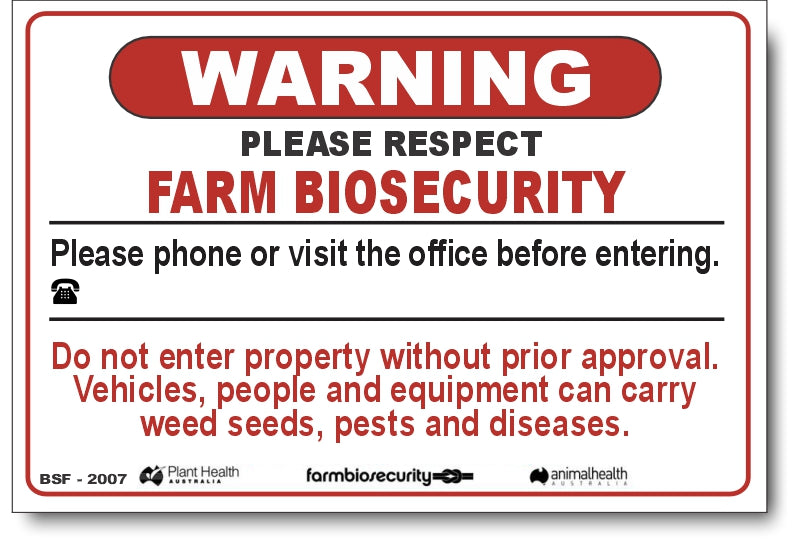 Warning - Please Phone Office - Farm Biosecurity Sign