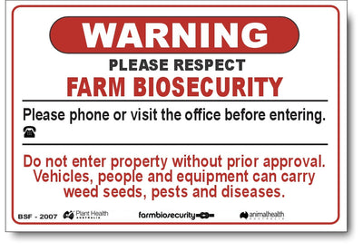 Warning - Please Phone Office - Farm Biosecurity Sign