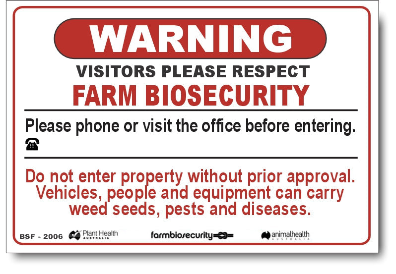 Warning - Please Respect, Please Phone - Farm Biosecurity Sign