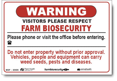 Warning - Please Respect, Please Phone - Farm Biosecurity Sign