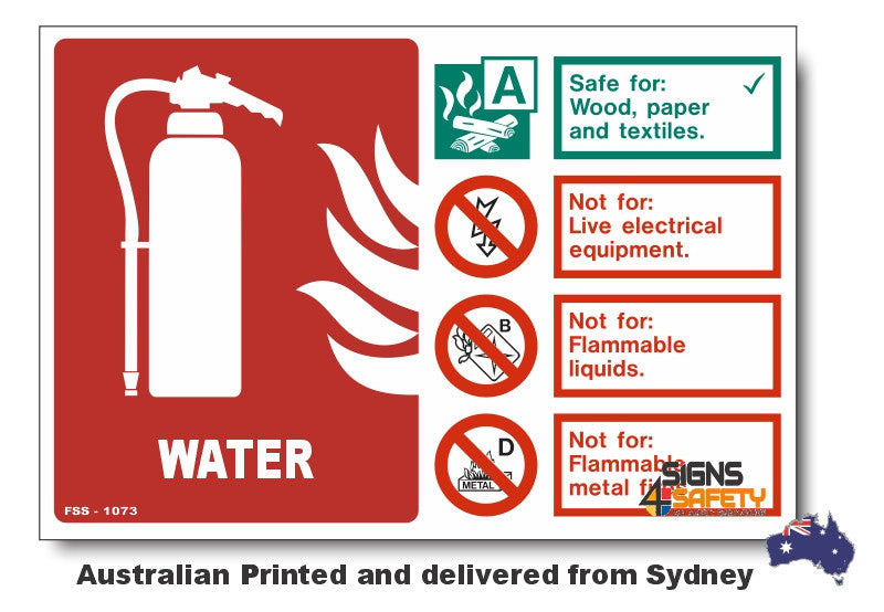 Water Extiguers Sign Water - Standard Fire Extinguisher Sign – Signs4Safety
