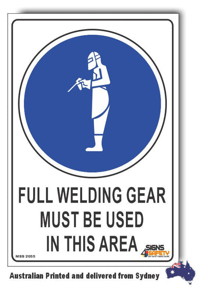 Welding Gear Must Be Used In Area Sign