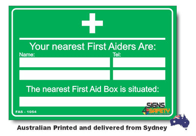 Your Nearest First Aiders Are - Nearest First Aid Box Sign