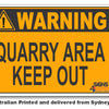Warning Quarry Area, Keep Out Sign