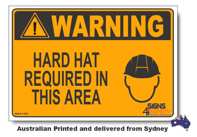 Warning, Hard Hat Required In This Area Sign