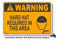 Warning, Hard Hat Required In This Area Sign