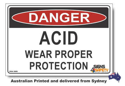 Danger Acid Wear Proper Protection Sign