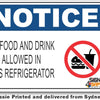 Notice - No Food And Drink Allowed In This Refrigerator (Icon) Sign
