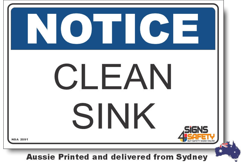 Notice - Clean Sink Sign