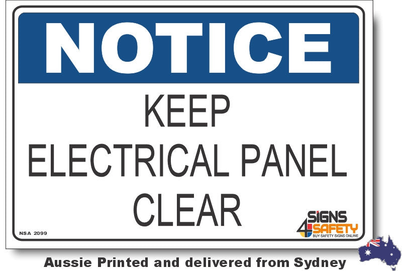 Notice - Keep Electrical Panel Clear Sign