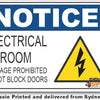 Notice - Electical Room, StorageProhibited, Do Not Block Doors Sign