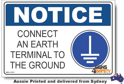 Notice - Connect An Earth Terminal To The Ground Sign