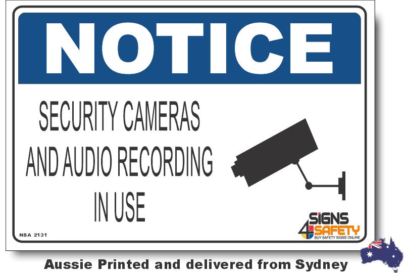 Notice - Security Cameras And Audio Recording In Use (Icon) Sign