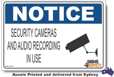 Notice - Security Cameras And Audio Recording In Use (Icon) Sign