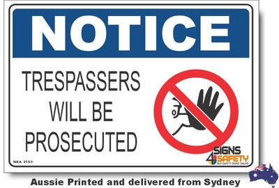 Notice - Trespassers Will Be Prosecuted (Icon) Sign