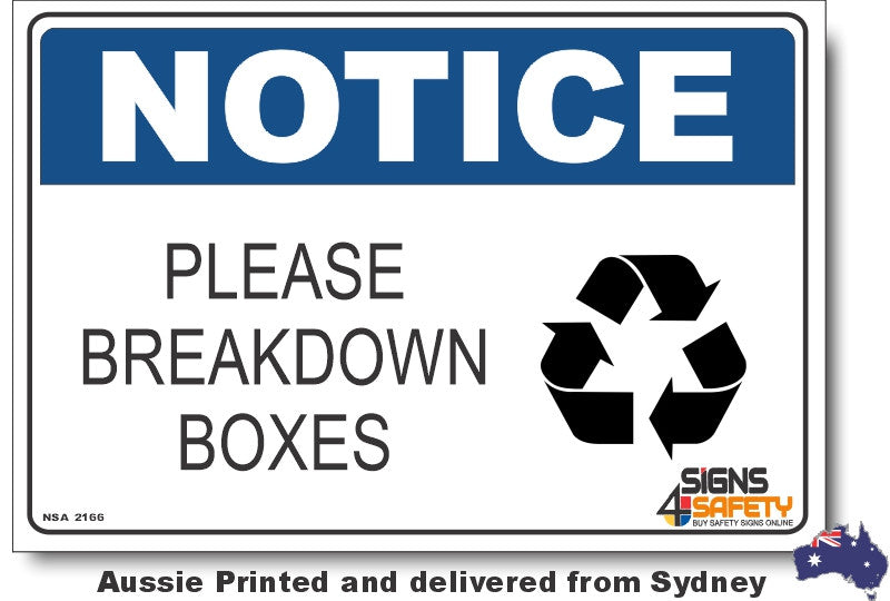 Notice - Please Breakdown Boxes (Icon) Sign