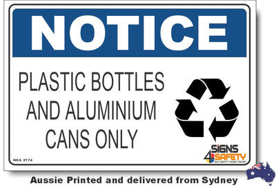 Notice - Plastic Bottles And Aluminium Cans Only (Icon) Sign