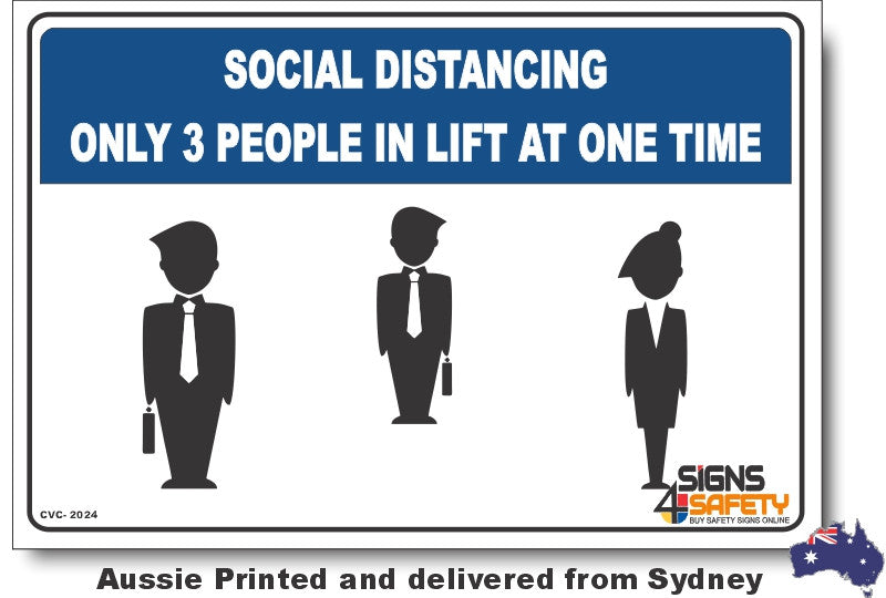 Social Distancing - Only 3 People In Lift At One Time Sign