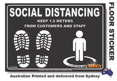 Social Distancing - Clients And Staff (Black) Floor Marking
