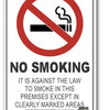 No Smoking, It Is Against The Law To Smoke Except In Marked Areas Sign