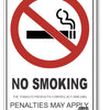 No Smoking, Penalties May Apply, Tabacco Products Control Act 2006 (WA) Sign
