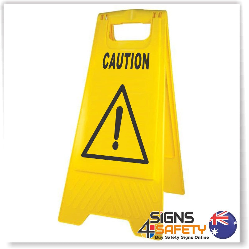 Caution Floor Sign / Stand Yellow Polypropylene