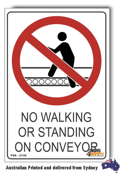 No Walking Or Standing On Conveyor Sign