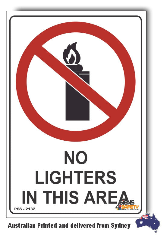 No Lighters In This Area Sign